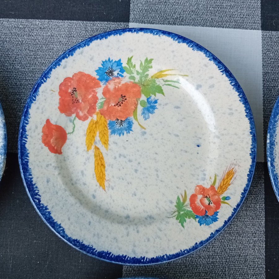 Villeroy  Boch 6st Torgau Assietter Blommönster Blommor Retro Vintage Tallrikar