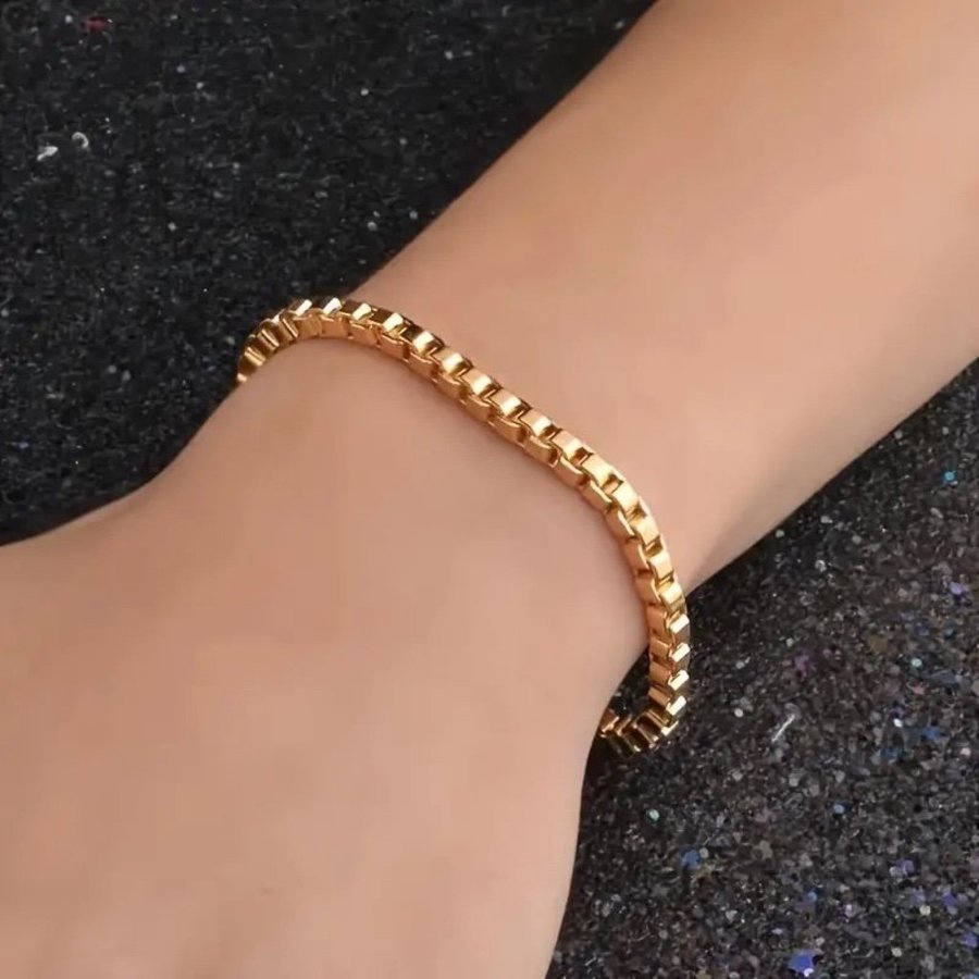 Lyxig 18K Guld Armband 20cm Guldpläterad | Kedjearmband