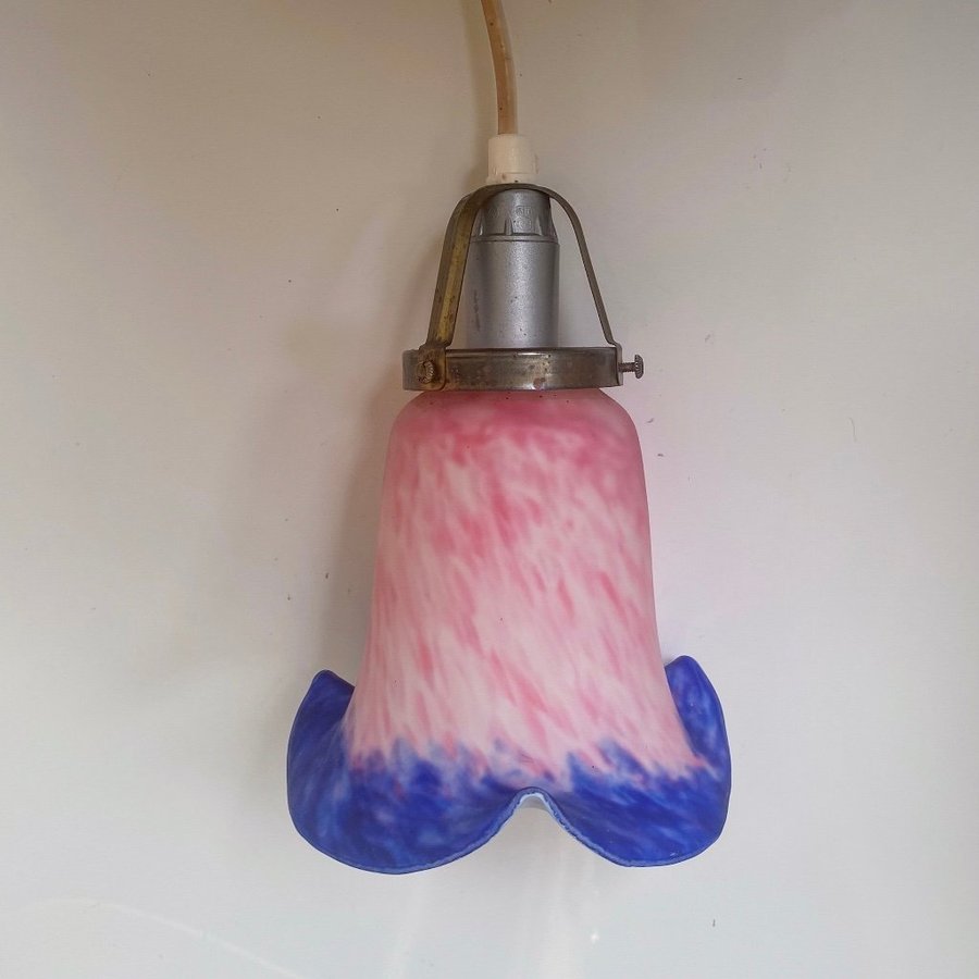 Antik fönsterlampa tulpanlampa Ev Muller Fres Lunéville Frankrike Art Déco