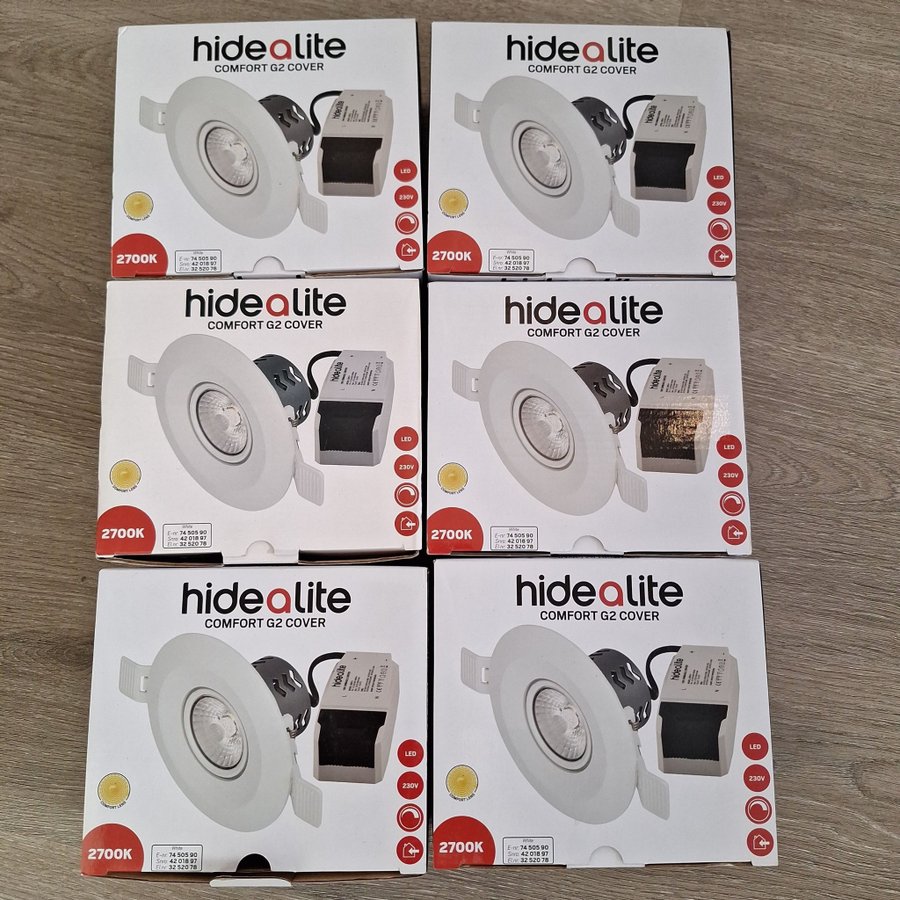 6 st Hidealite Comfort G2 Cover LED-lampor