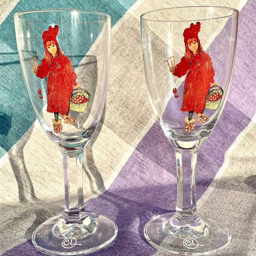 2 Vinglas, Carl Larson Brita, Jul, Royal Bellevue, Carl Larsson Sundborn, Glas 1