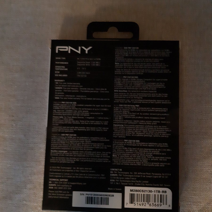 Hårddisk 1TB ,PNY CS2130 SSD 1TB