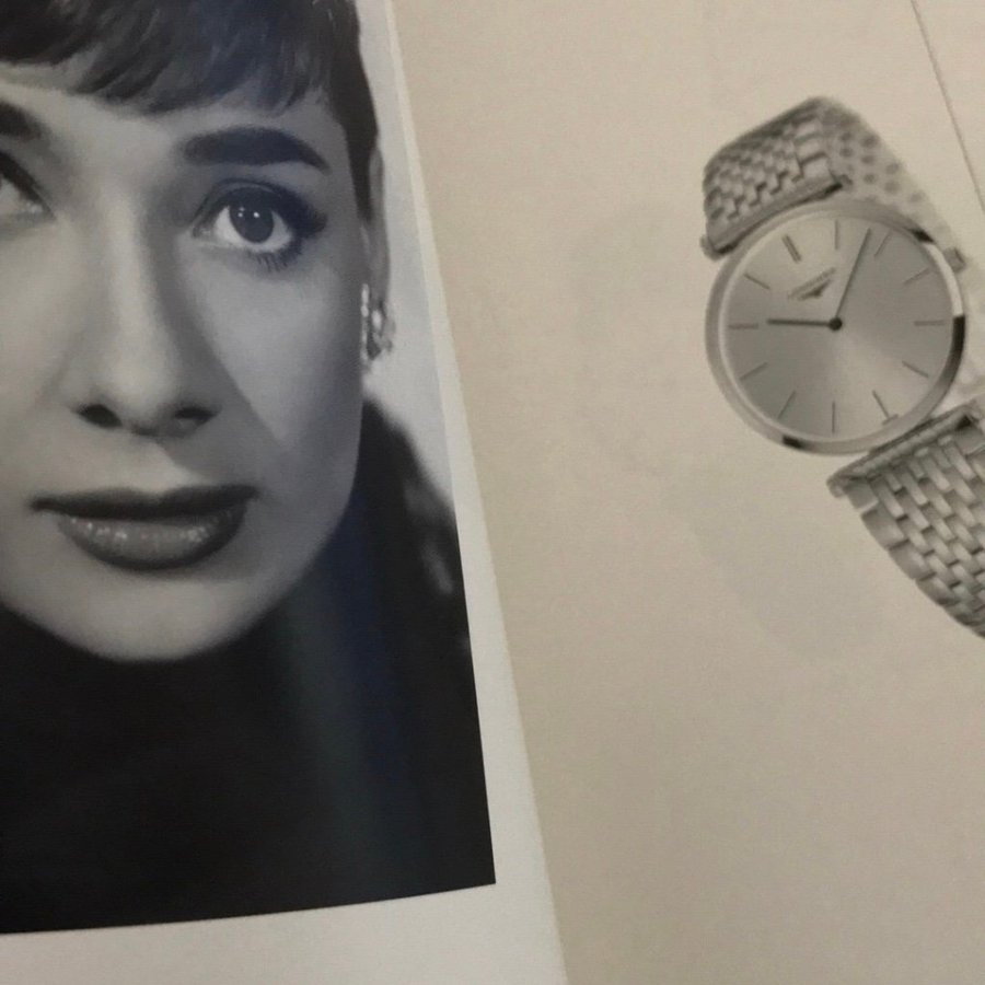 LONGINES klockkatalog med Audrey Hepburn  Humphrey Bogart licensierade foton