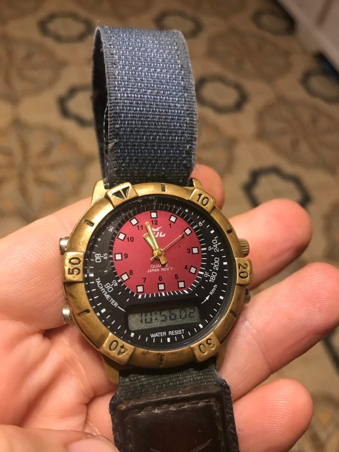 rare GUL watch with brass case and titanium caseback