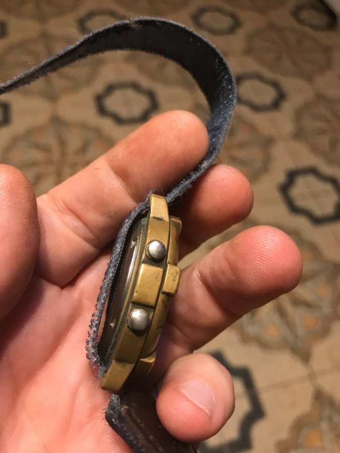 rare GUL watch with brass case and titanium caseback