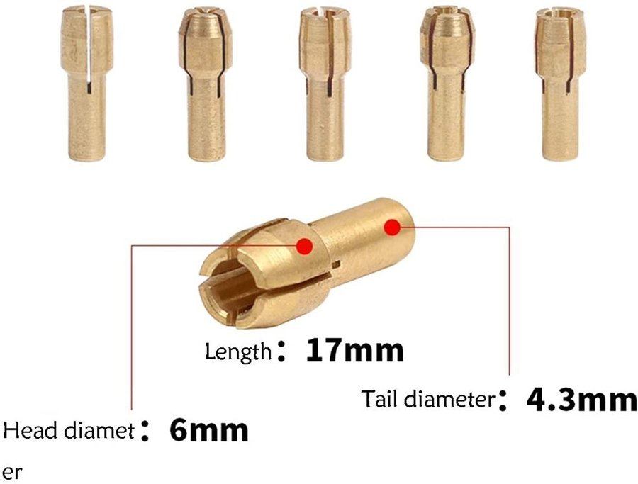 10 st spännhylsor 05-32 mm (storlek basen 43 mm)till Dremel