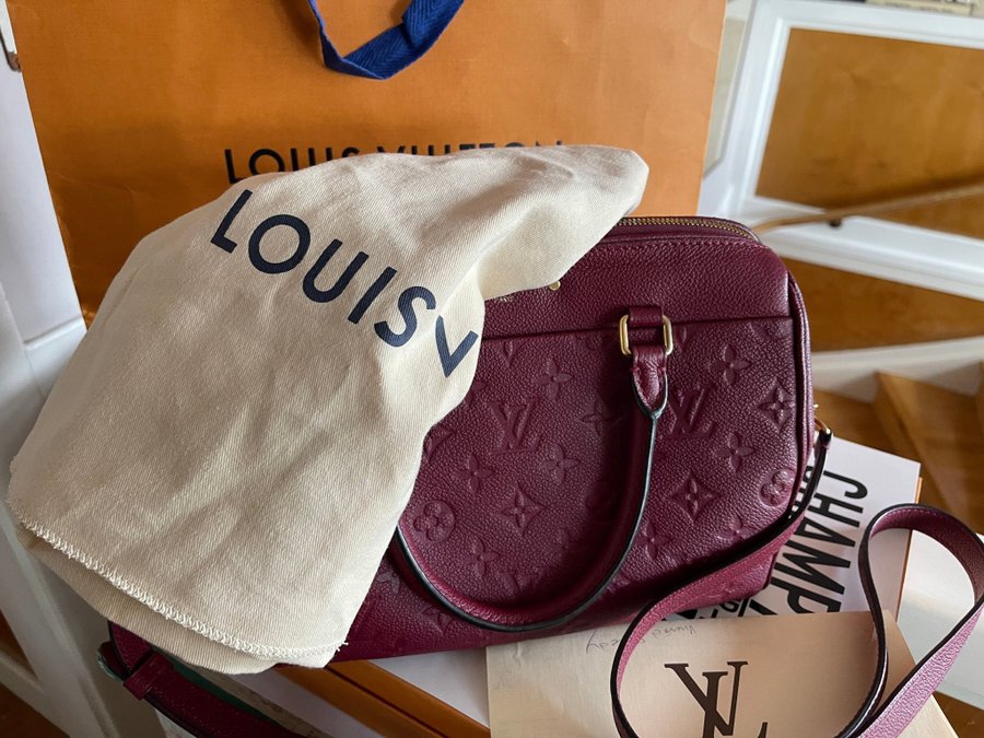 LOUIS VUITTON "Speedy 25 BANMEmp RAISIN / Med långt bandnära Nyskick