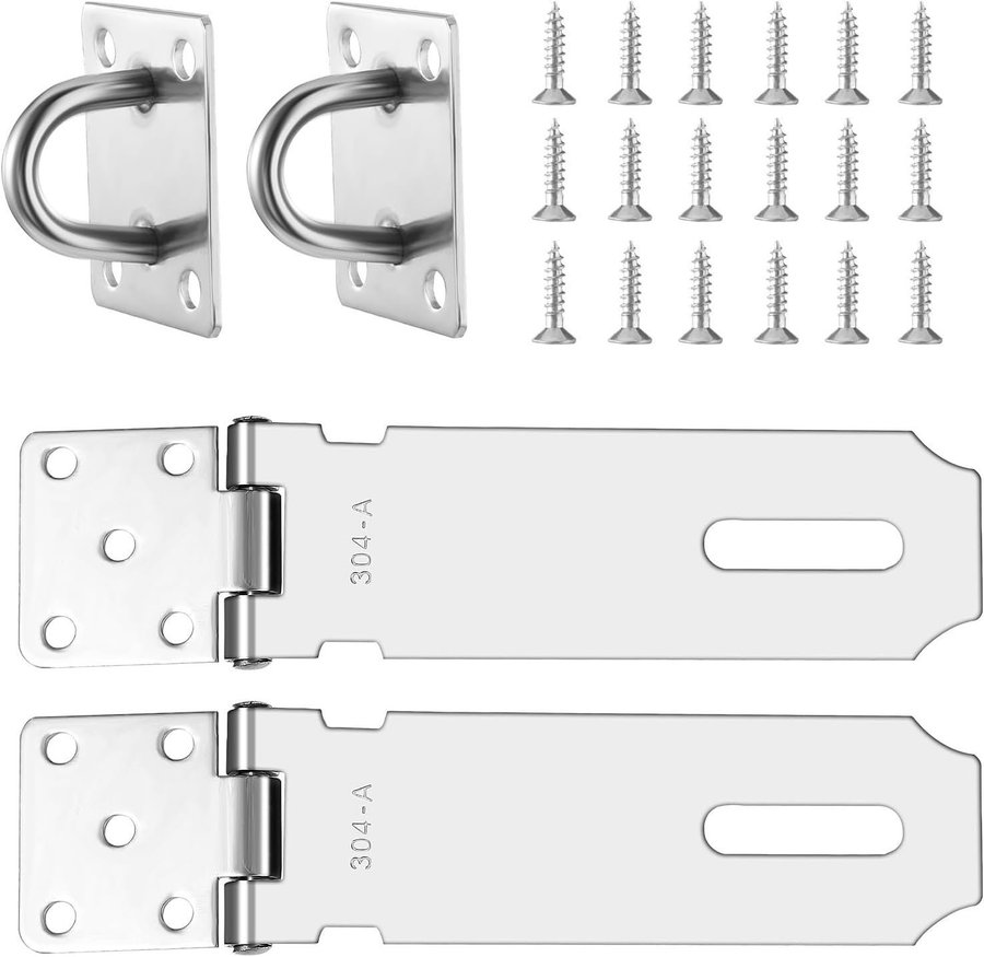 NYTT 2-pack hasp i 304 rostfritt stål med skruv | 128x39x092 cm |