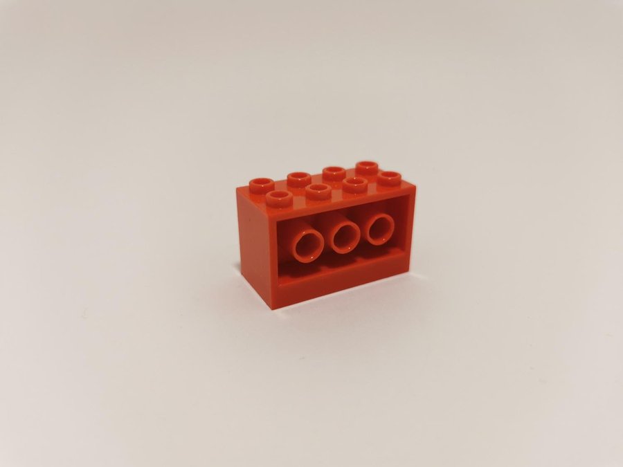 Lego - bit - technic - utan stöd - 2x4x2 - part 6061 - röd