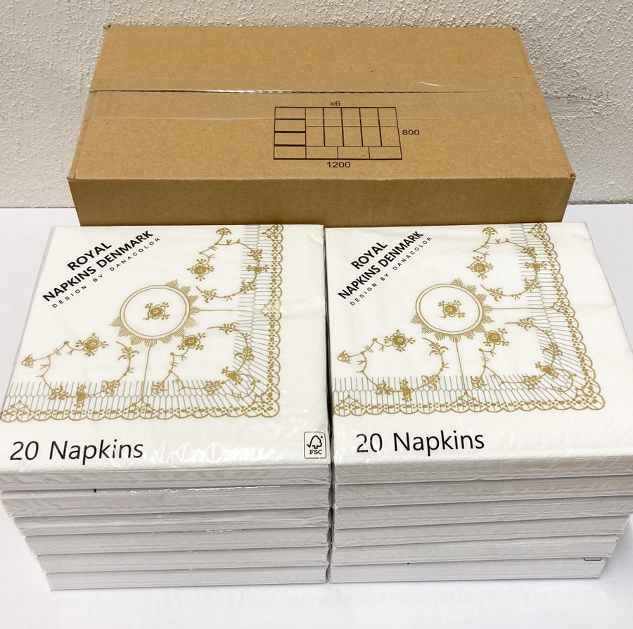 12 pcs Royal Copenhagen GOLD FLUTED - Lunch napkins 33cm 3ply