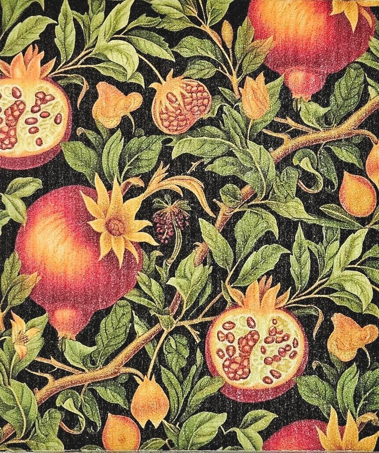 Disktrasa wettex duk med tryck William Morris inspererat granatäpple