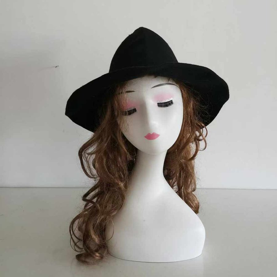 Black Wool Blend Crochet Witch hat,High Quality Adult Wizard Hat. 56-58.5 cm