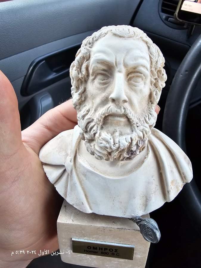 HOMER ANCIENT GREEK AUTHOR POET ALABASTER BUST SCULPTURE Made in Greece