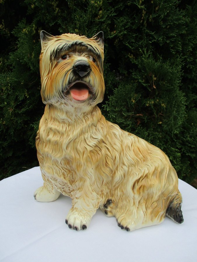 Vintage keramikfigur av en hund retro, 40 cm