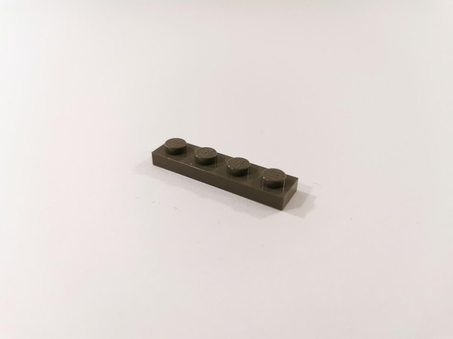 Lego - bit - bas - plate - 1x4 - part 3710 - mörkgrå (old dark gray)