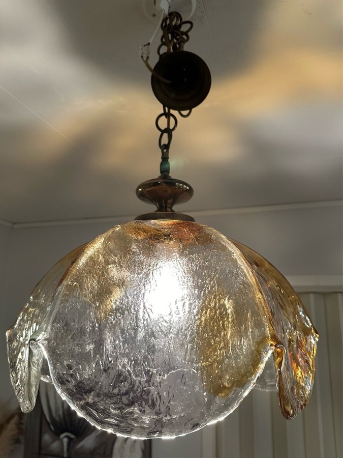 Exklusiv Murano MAZZEGA glas lampa taklampa Mazzega vintage retro 60tal, mässing