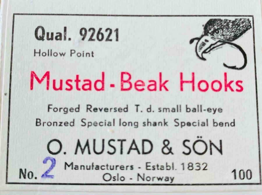 MUSTAD nr 2  92621  Brons  Fantastiskt kvalitet på både krokar och ask 100st