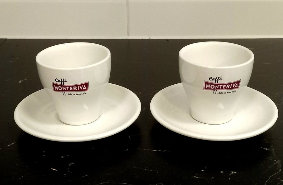 2 st Caffe Monteriva, Espresso kaffekoppar  Fat