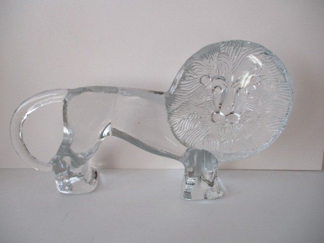 Glasrelief skulptur av Lejon - Boda Zoo - design B Vallien - Kosta Boda