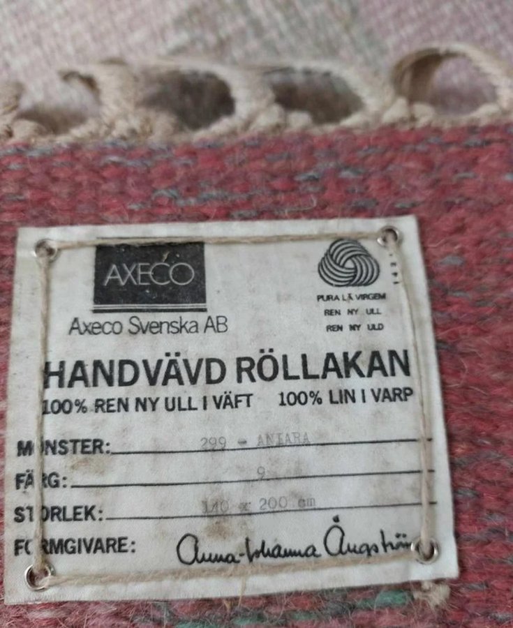 Handvävd Röllakan Axeco – Aniara, Anna-Johanna Ångström