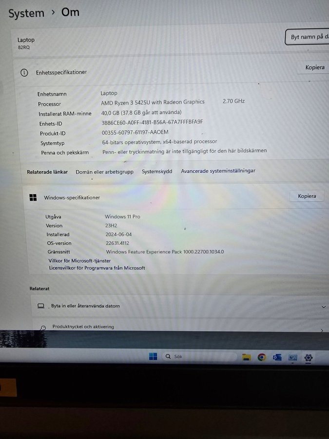 Lenovo IdeaPad 3 Ryzen 3 5325U 40gb ram 1tb ssd