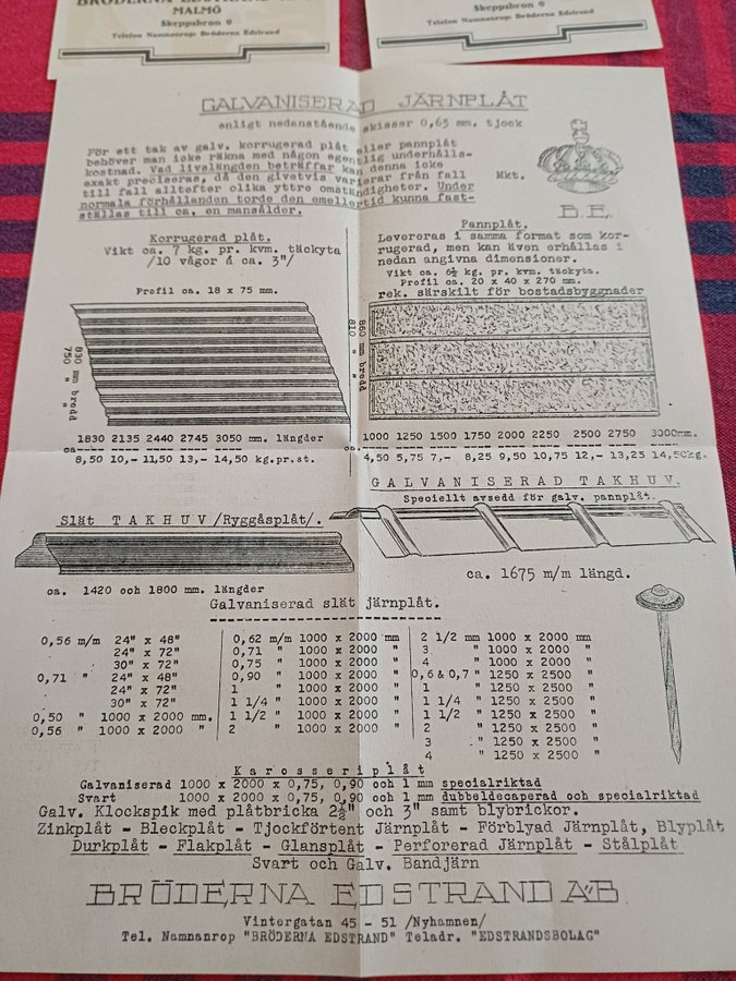 Försändelse stämplad Järn och stål Malmö 18/1 1934 Bröderna Edstrand A.B. Malmö