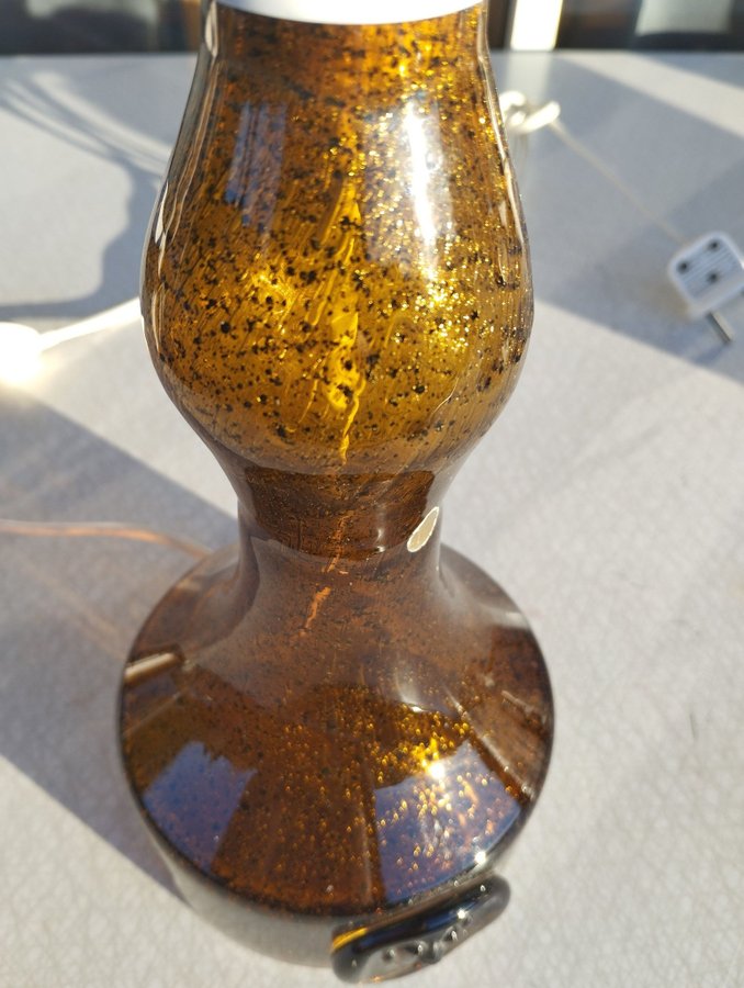 Gränna Glasbruk bordslampa i amberfärgad glas, 1970-tals