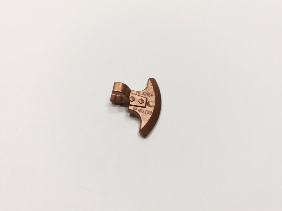 Lego - tillbehör - yxa - head with clips - part 53705 - metallic coppar