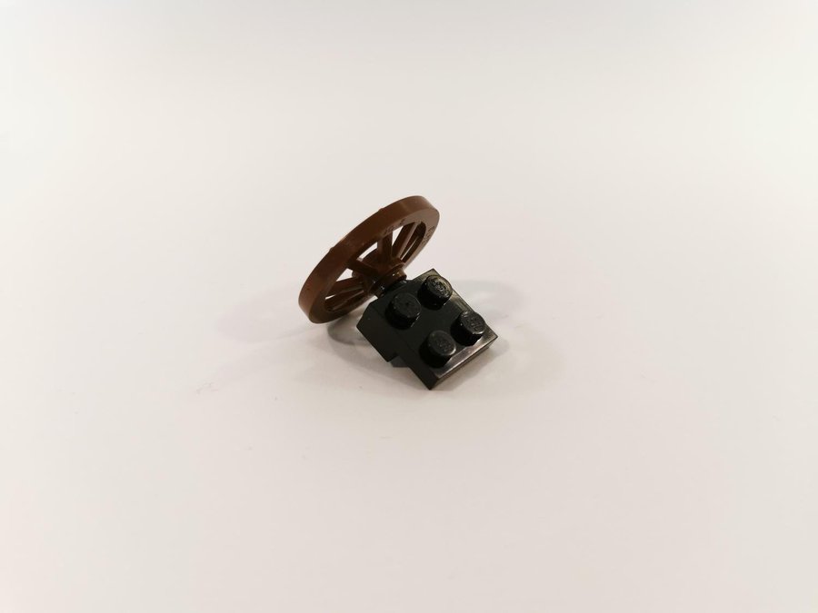 Lego - hjul - fäste - vagn - part 2470 - brun (old brown)