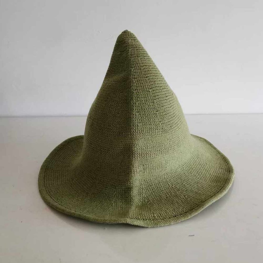 Green Wool Blend Crochet Witch hat,High Quality Adult Wizard Hat. 56-58.5 cm