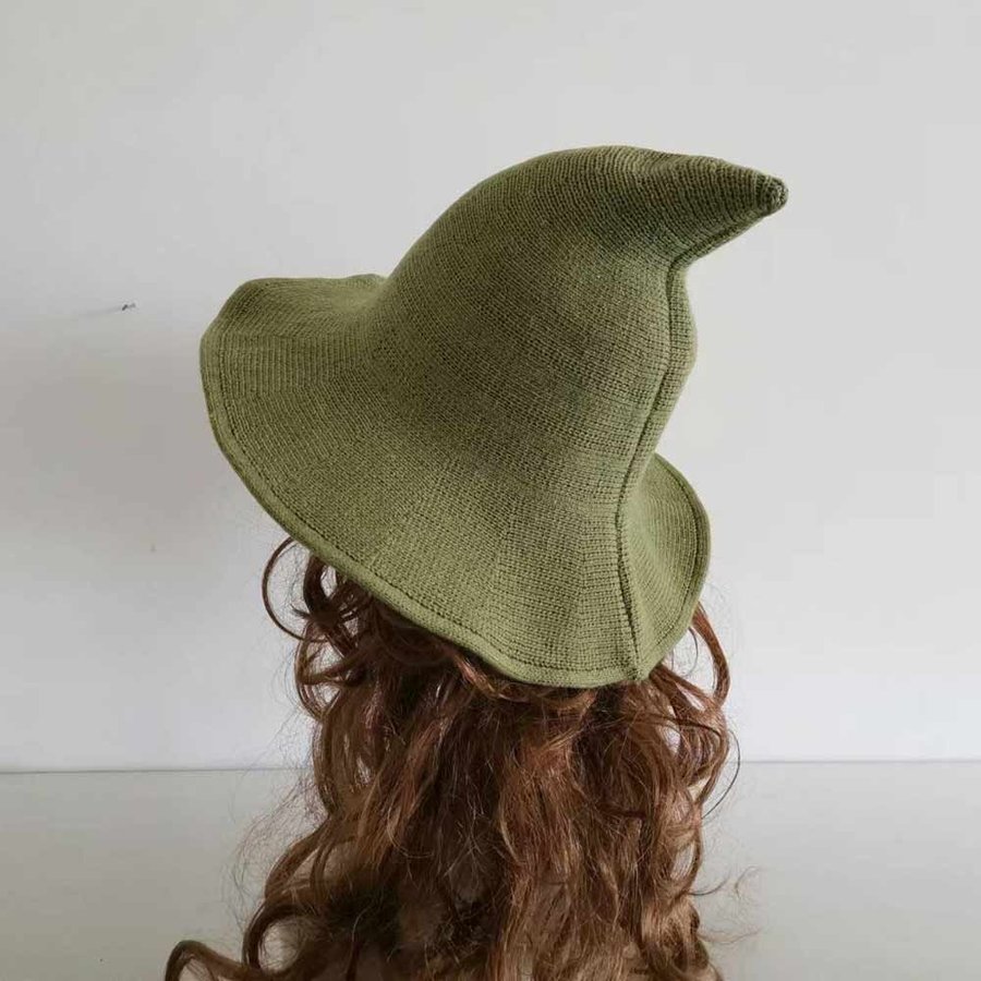 Green Wool Blend Crochet Witch hat,High Quality Adult Wizard Hat. 56-58.5 cm