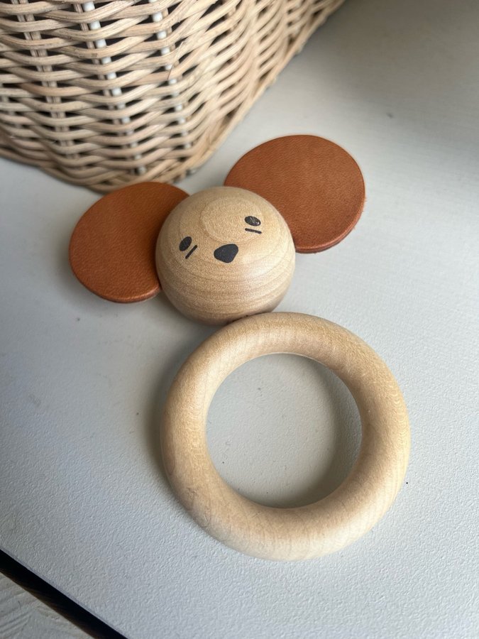 GarboFriends Mouse Wood  Leather Teether Mister Mouse