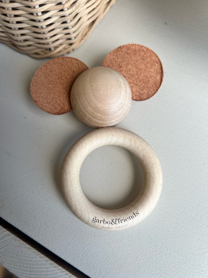 GarboFriends Mouse Wood  Leather Teether Mister Mouse