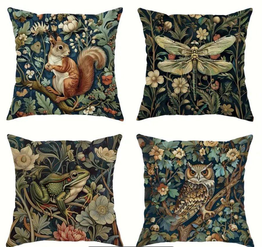 Kuddfodral groda WILLIAM MORRIS inspirerat art deco stil - Morris prydnadskudde