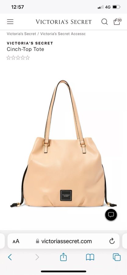 Victorias Secret Cinch Top Tote Bag (Beige Persika) Nytt!!