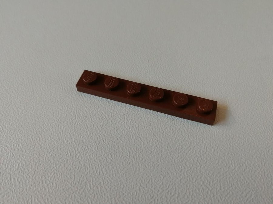 Lego - plate - platt - bas - 1x6 - part 3666 - brun (reddish)