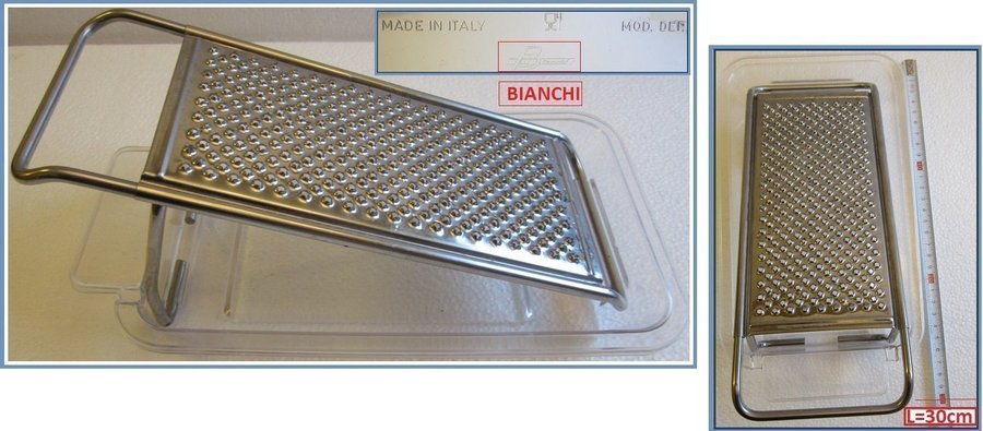 Italian "BIANCHI" Steel and Lucite Cheese Grater with tray-perfect condition.