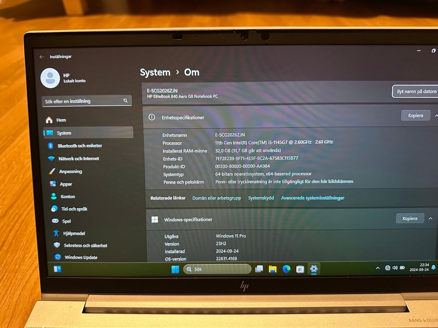 Nästan ny HP EliteBook Aero 840 G8 – Perfekt skick!