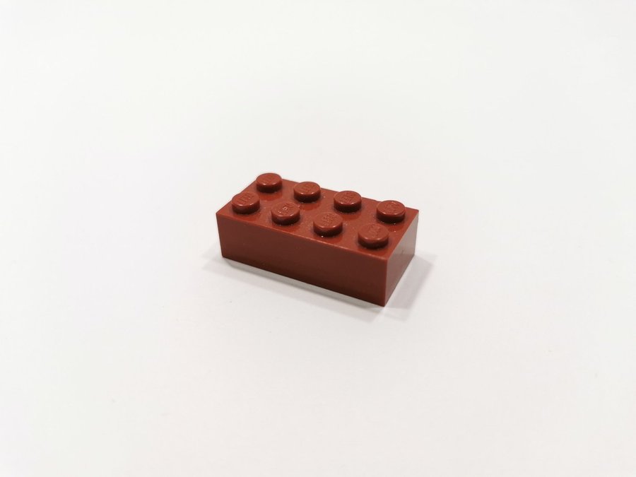 Lego - brick - bas - hög - 2x4 - part 3001 - vinröd (dark red)