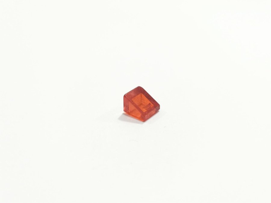 Lego - transparent - tile - slope - 1x1 1/3 - part 54200 - röd (trans red)