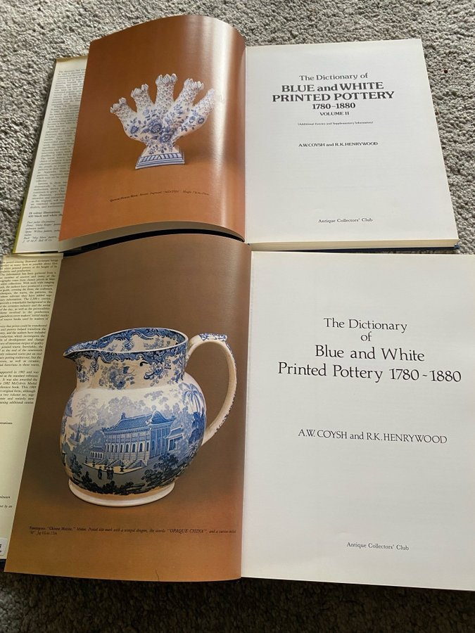 Dictionary Blue and White Printed Pottery 1780-1880, bind 1,2 bog Bok keramik