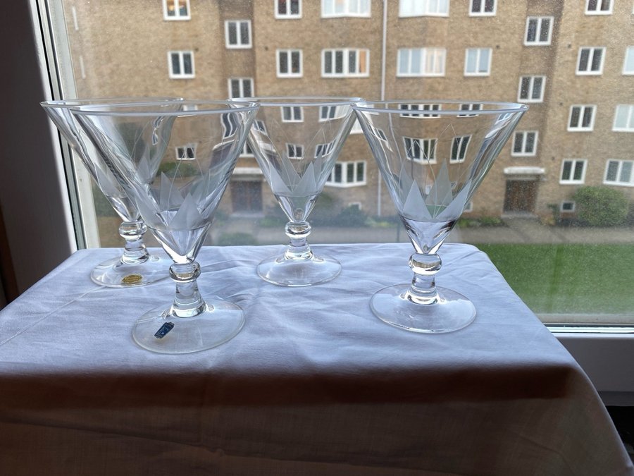 4 Jättecoola Vin/Cocktailglas - Art Deco - Johansfors