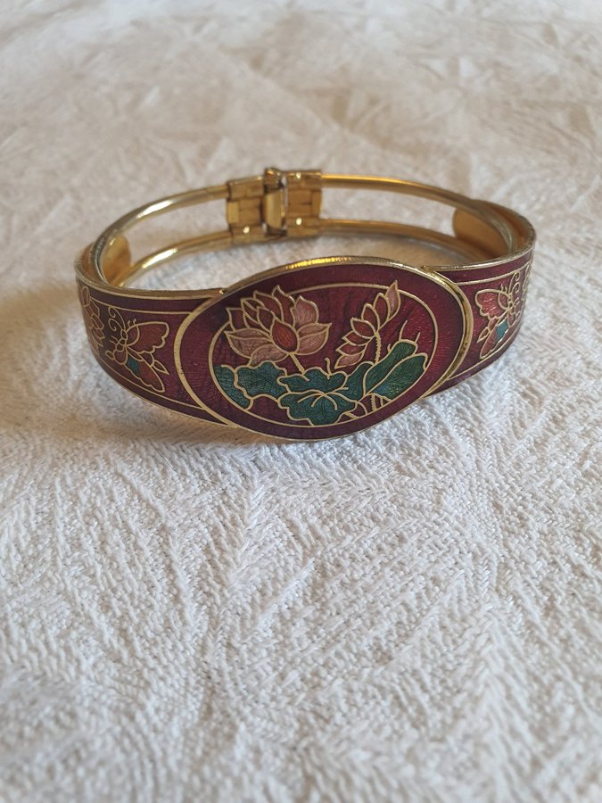 Lotus Cloisonne Emalj armband. Vintage