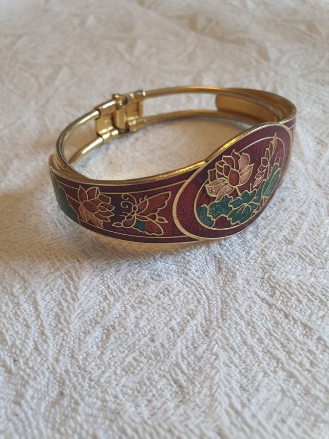 Lotus Cloisonne Emalj armband. Vintage