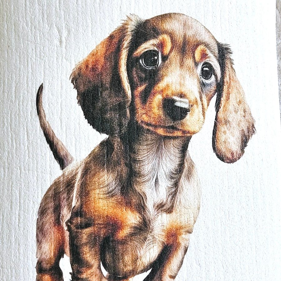 Disktrasa wettex duk med tryck print dachshund taksa hund valp