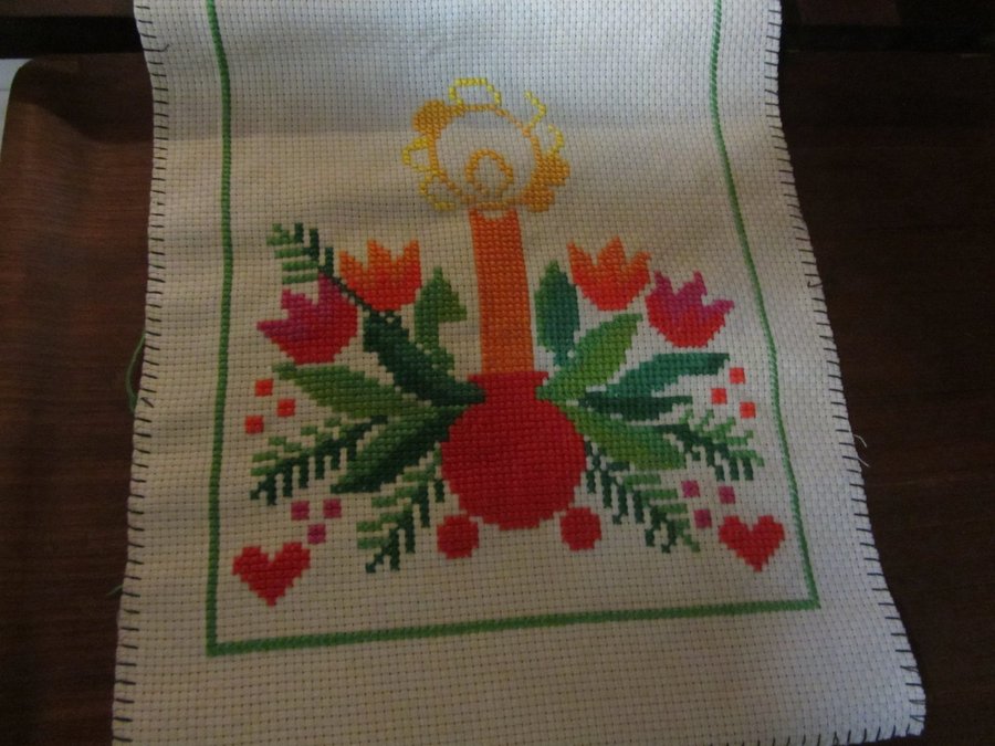 Julduk Jul Duk Retro Broderad Ljusstake -ej färdig