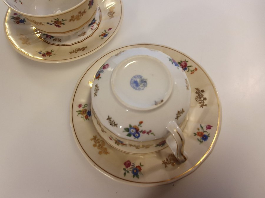 Vintage Limoges frukostkoppar, s k déjeuner