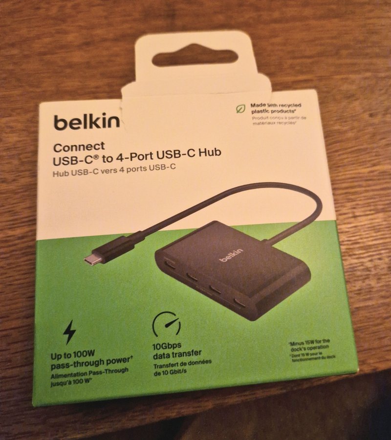 Belkin Connect USB-C till 4-Port USB-C Hub, 100 W