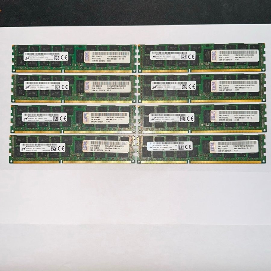 128 GB MT36JSF2G72PZ-1G6E1FG Micron 16GB PC3-12800 DDR3-1600MHz ECC Registered