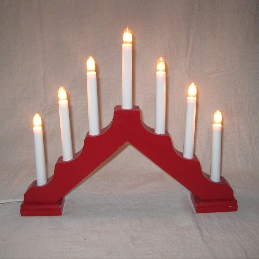 ADVENTSLJUSSTAKE ELLJUSSTAKE 7 armad, från Konstsmide, röd, trä ***jul advent 1